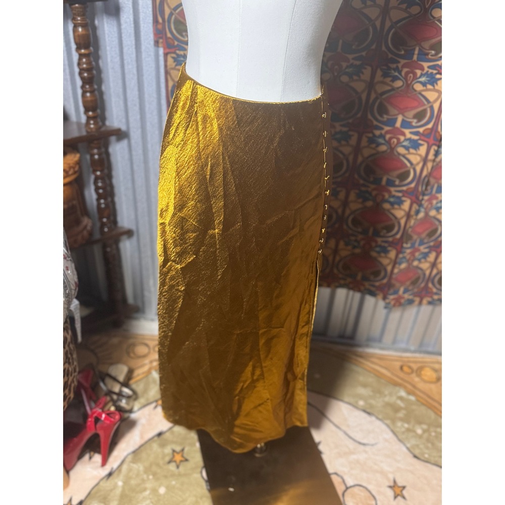 Victoria's Secret Gold Maxi Skirt Button Detail S Women Career Party